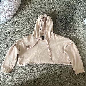 Pale Pink Cropped Hooded Sweatshirt